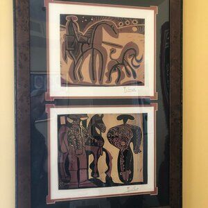 PICASSO IN PRINT - Two Framed Color Linocut Reproductions 